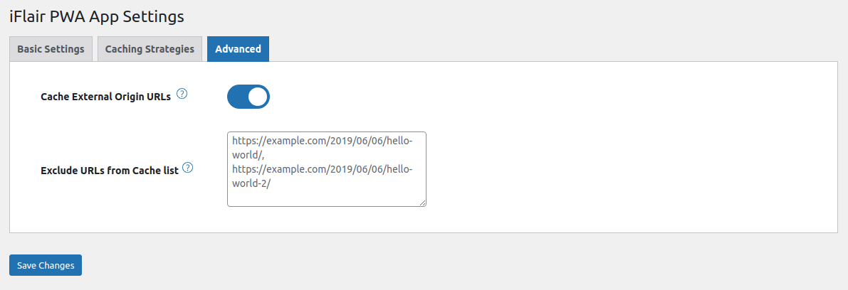 Backend – Advanced settings