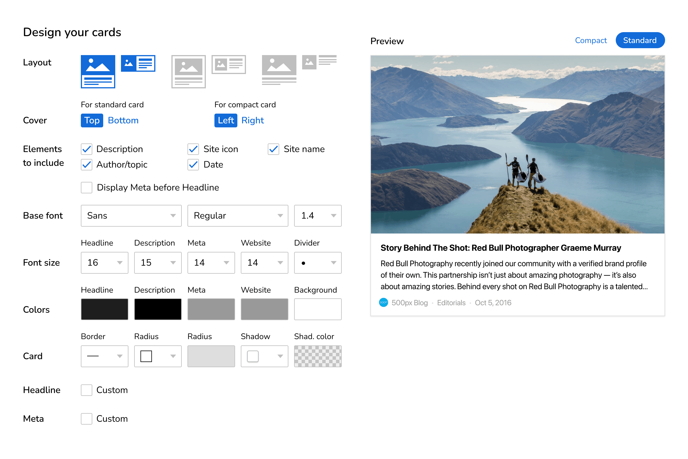 Enhance embed experience with additional per URL options.
