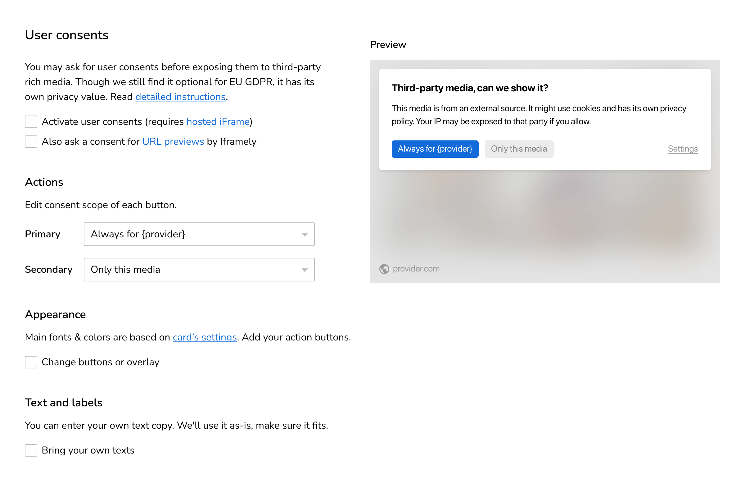 Embed virtually any URL with Iframely’s URL cards.