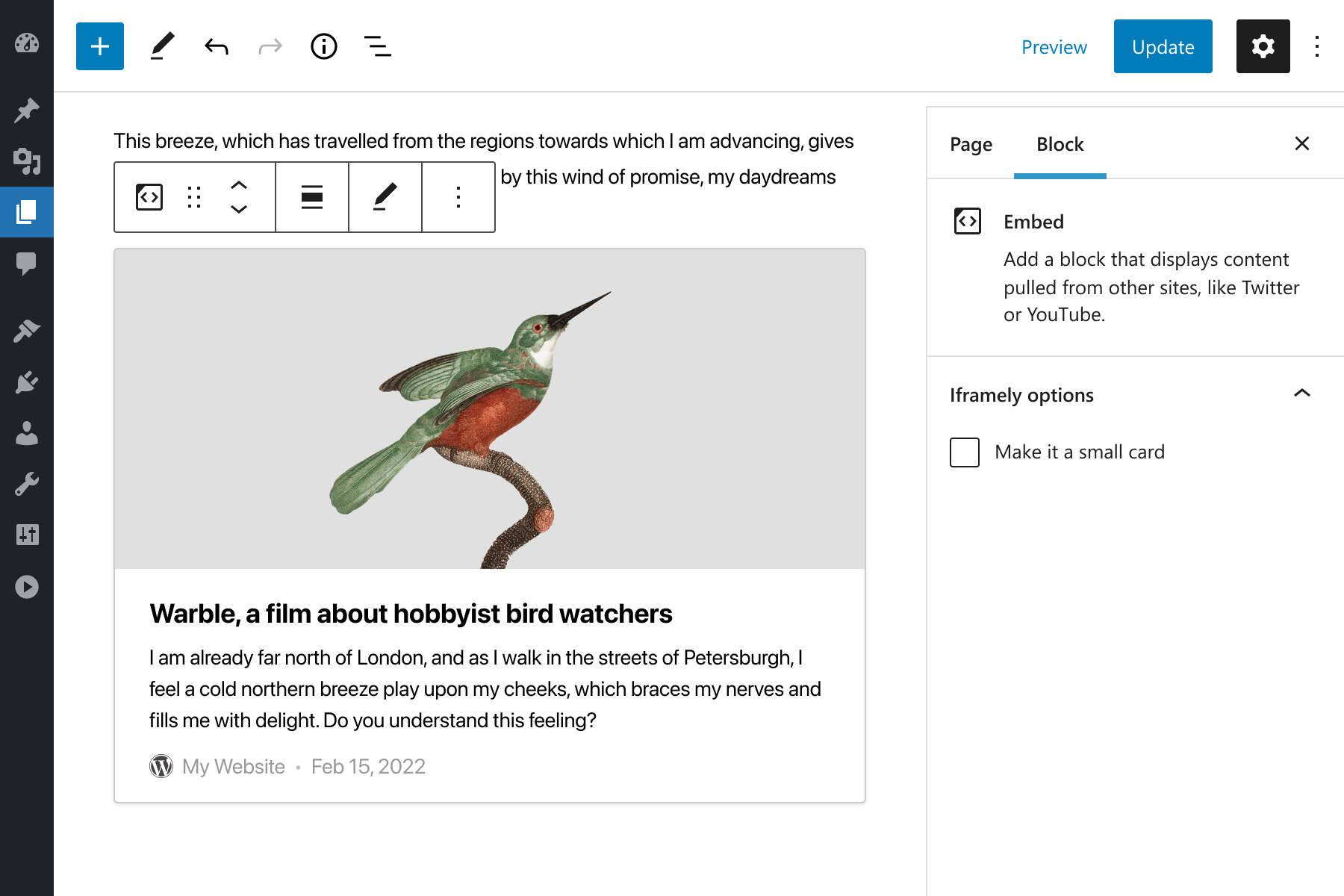 Configure every aspect of embedded content.