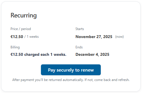 Update Card for Lapsed Recurrent Subscription