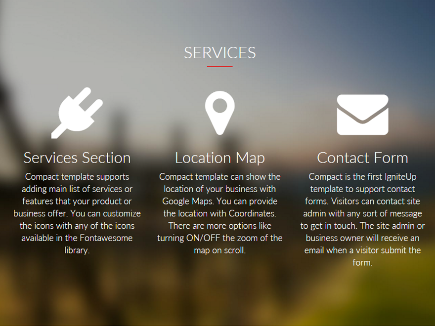 Compact Premium Template Features Section