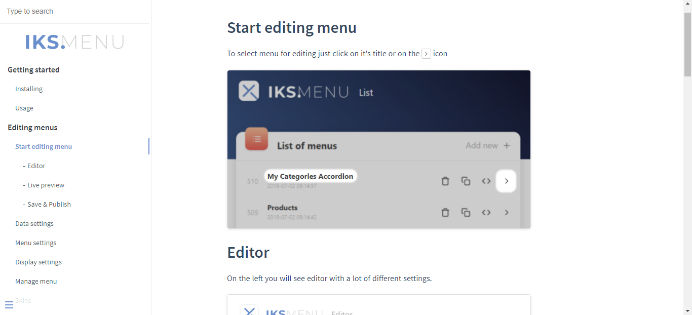 "Display" tab - settings for customizing your accordion menu's appearance