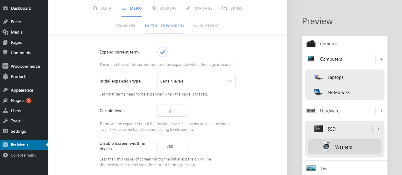 "Manage" tab - for exporting and importing settings for reuse