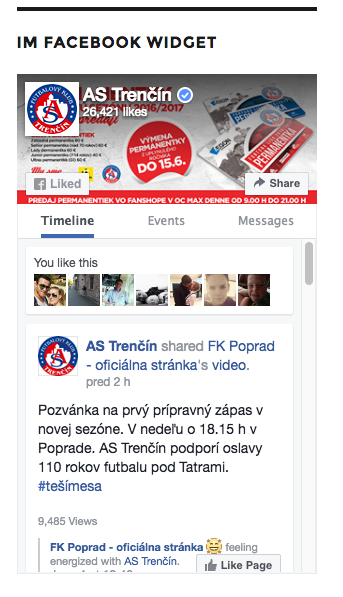 Widget - IM FB Page Plugin in front-end.