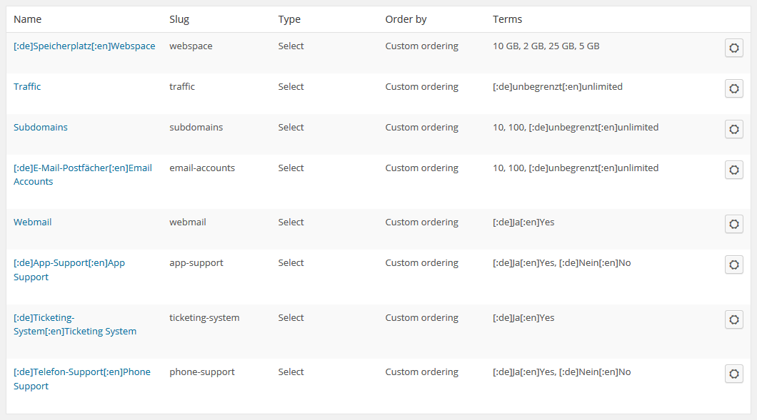 **WooCommerce Attributes page** - Simply use shortcodes for both attribute names and attribute terms.