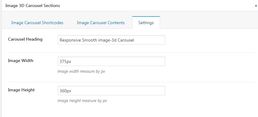 Image Carousel Settings