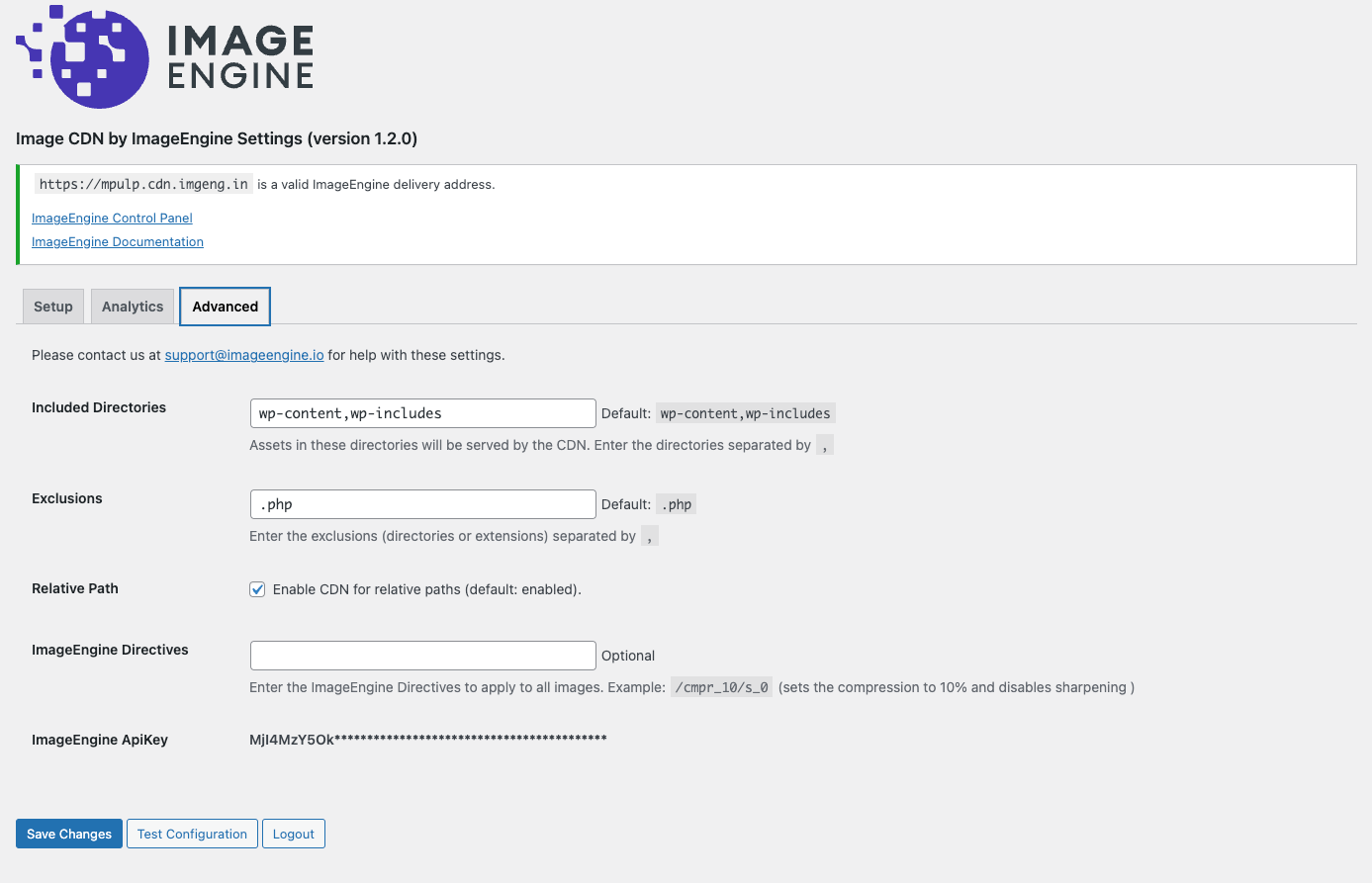 Advanced settings.