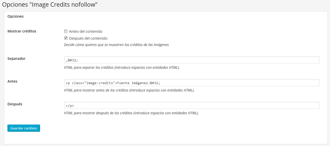 Image Credits Nofollow configuration