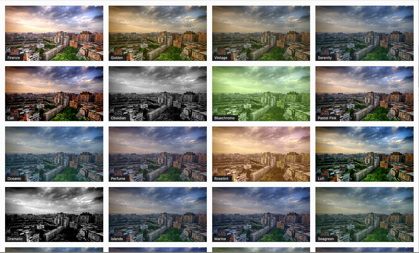 An example showing the filtered images