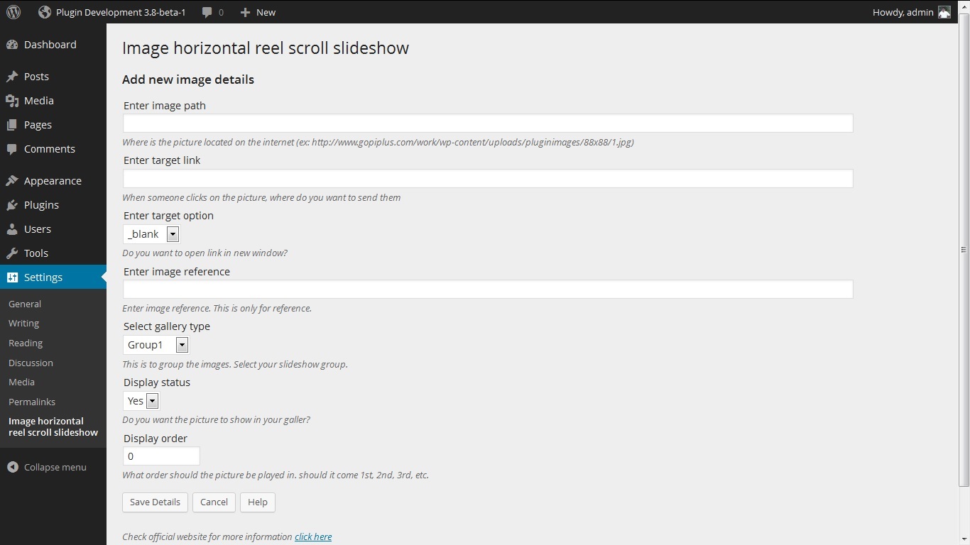 Plugin Admin 2. http://www.gopiplus.com/work/2011/05/08/wordpress-plugin-image-horizontal-reel-scroll-slideshow/