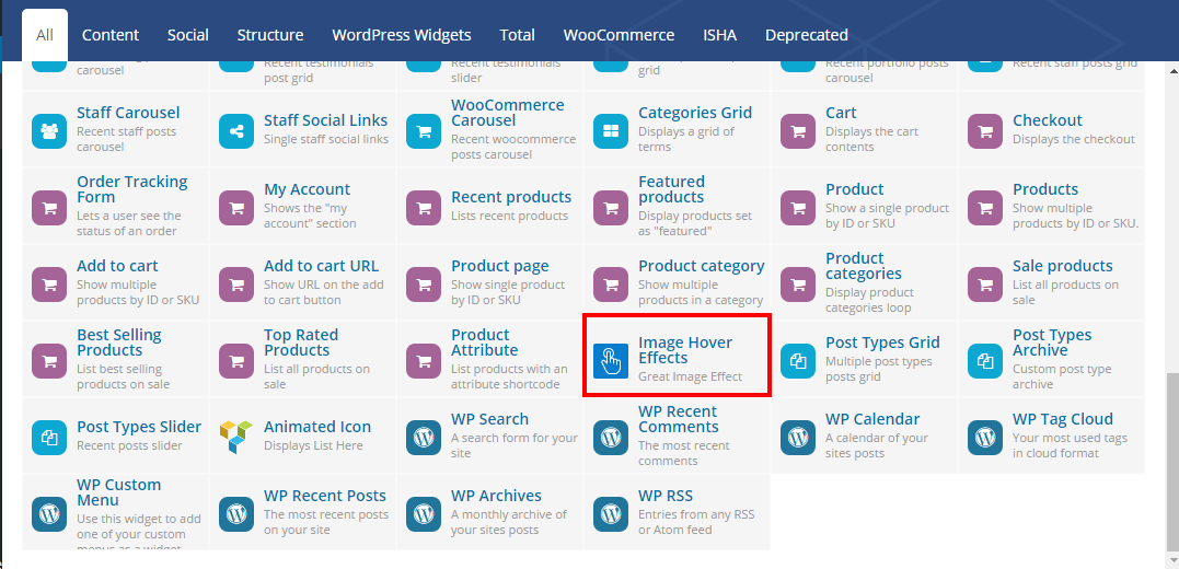 You can find "Image Hover Effects" in content tab of VC.