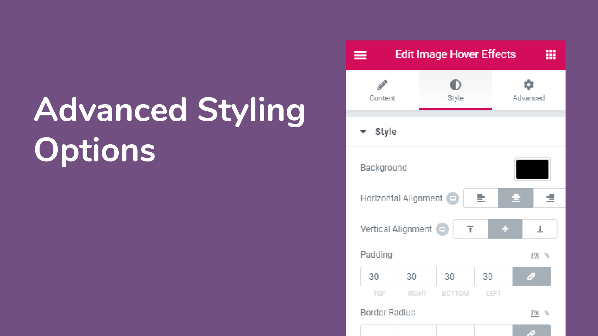 Advanced styling options