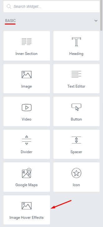 Image Hover Effects Addon under Basic Category