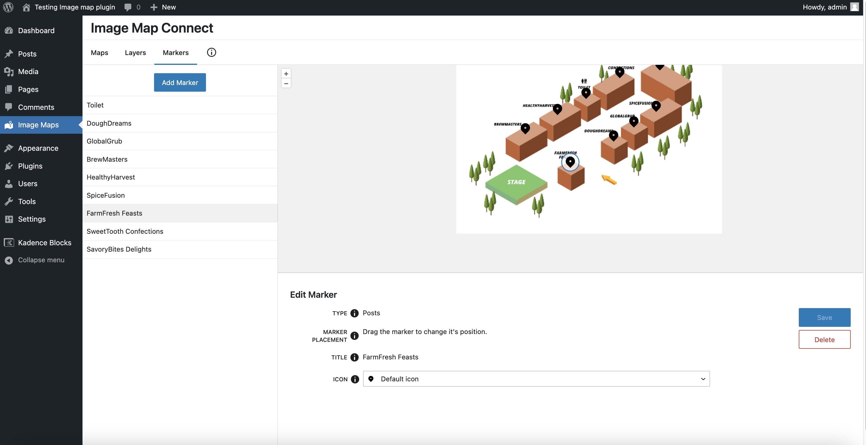 Plugin Admin Page / Markers Tab - type: Posts