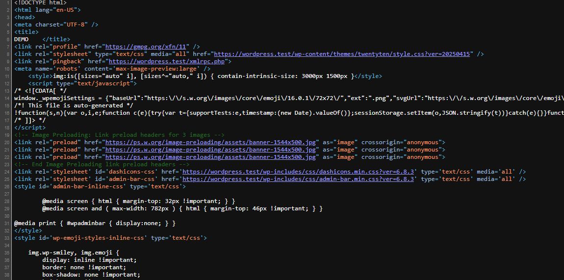 **HTML code of preloading**