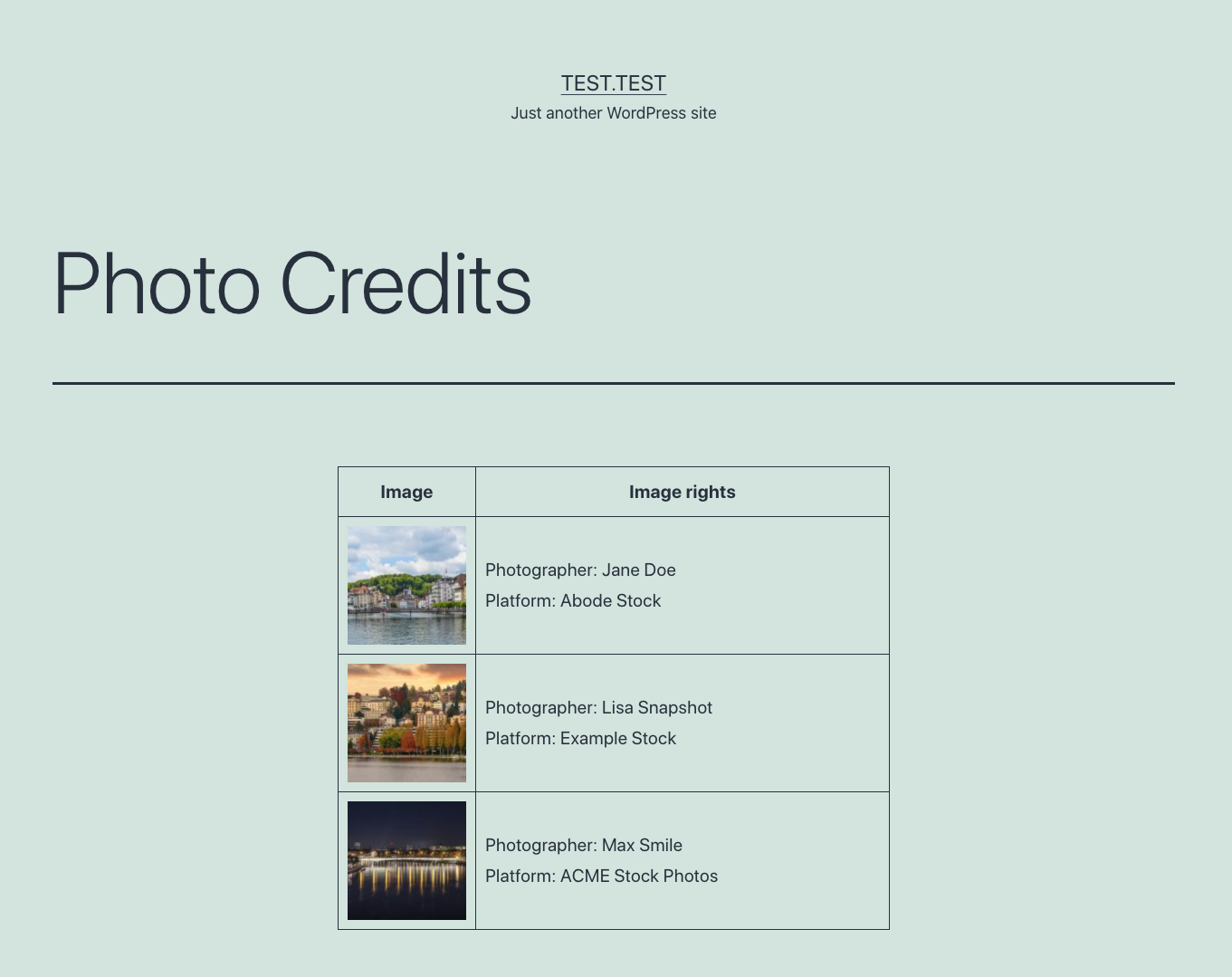 Display all copyrighted images in the front-end.
