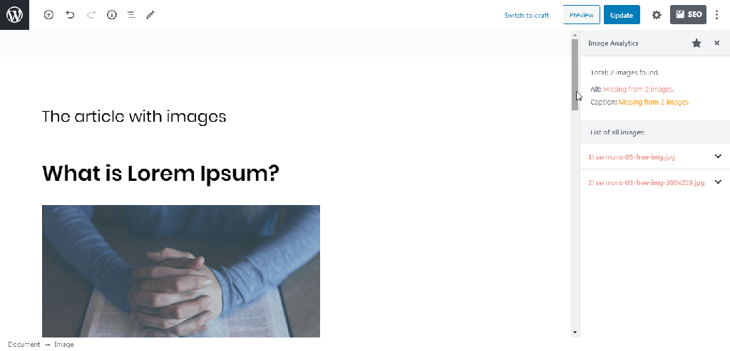 Adding a focus keyword into Yoast sidebar.