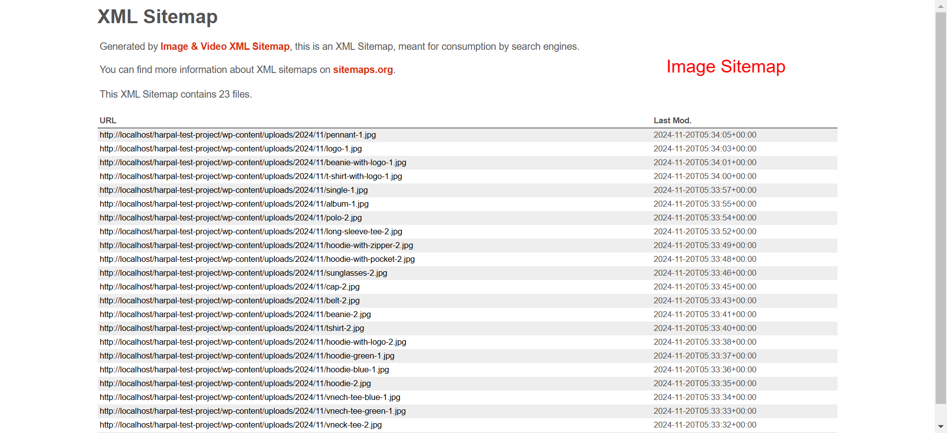 **Generated Image Sitemap**