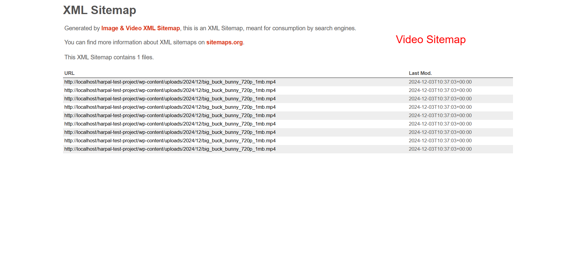 **Generated Video Sitemap**