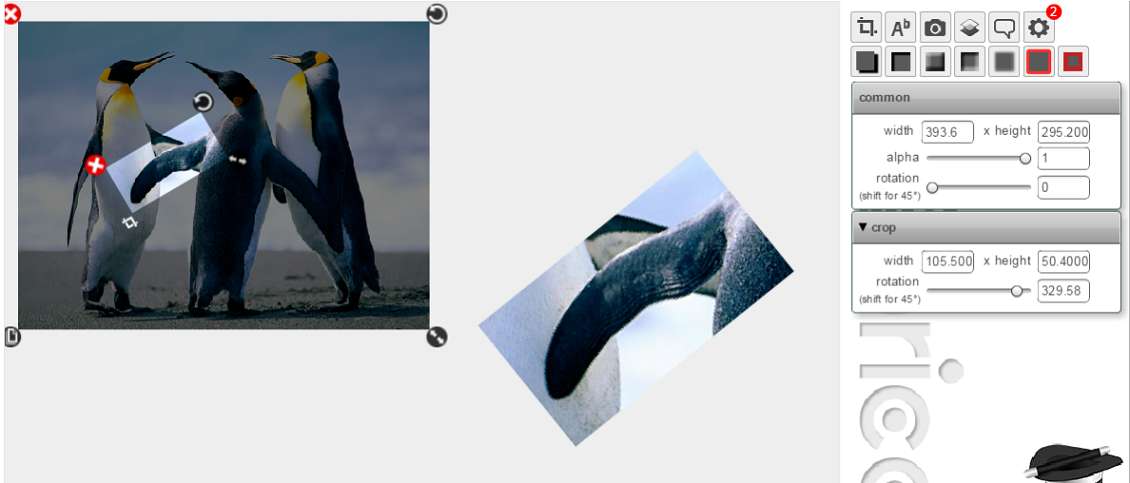 Crop function: since resizing an image is not enough, you can also crop it and get only the relevant selection you need.