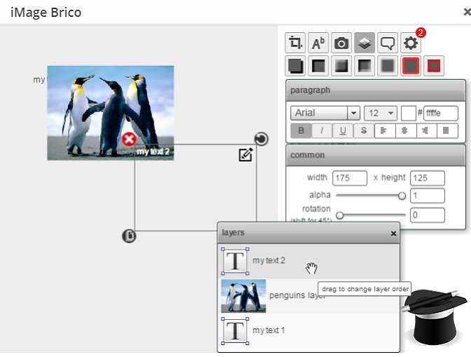 Layers: layers let you manage the order in which the objects overlap one over another.