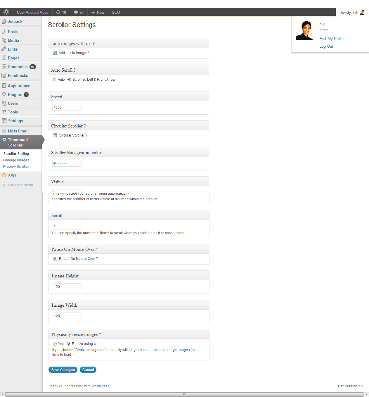 Slider Setting