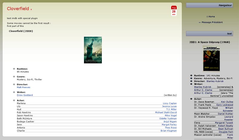 How movie's data is displayed "inside a post"