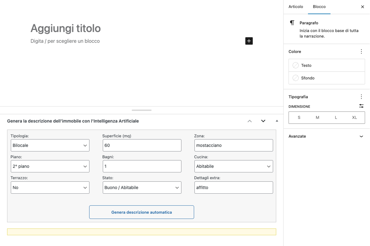 Example of first block of generated description