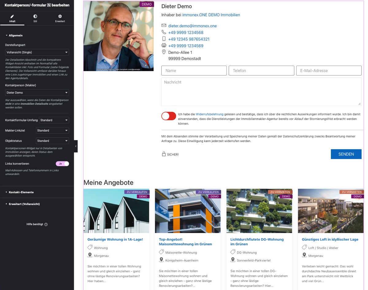 Property features widget options