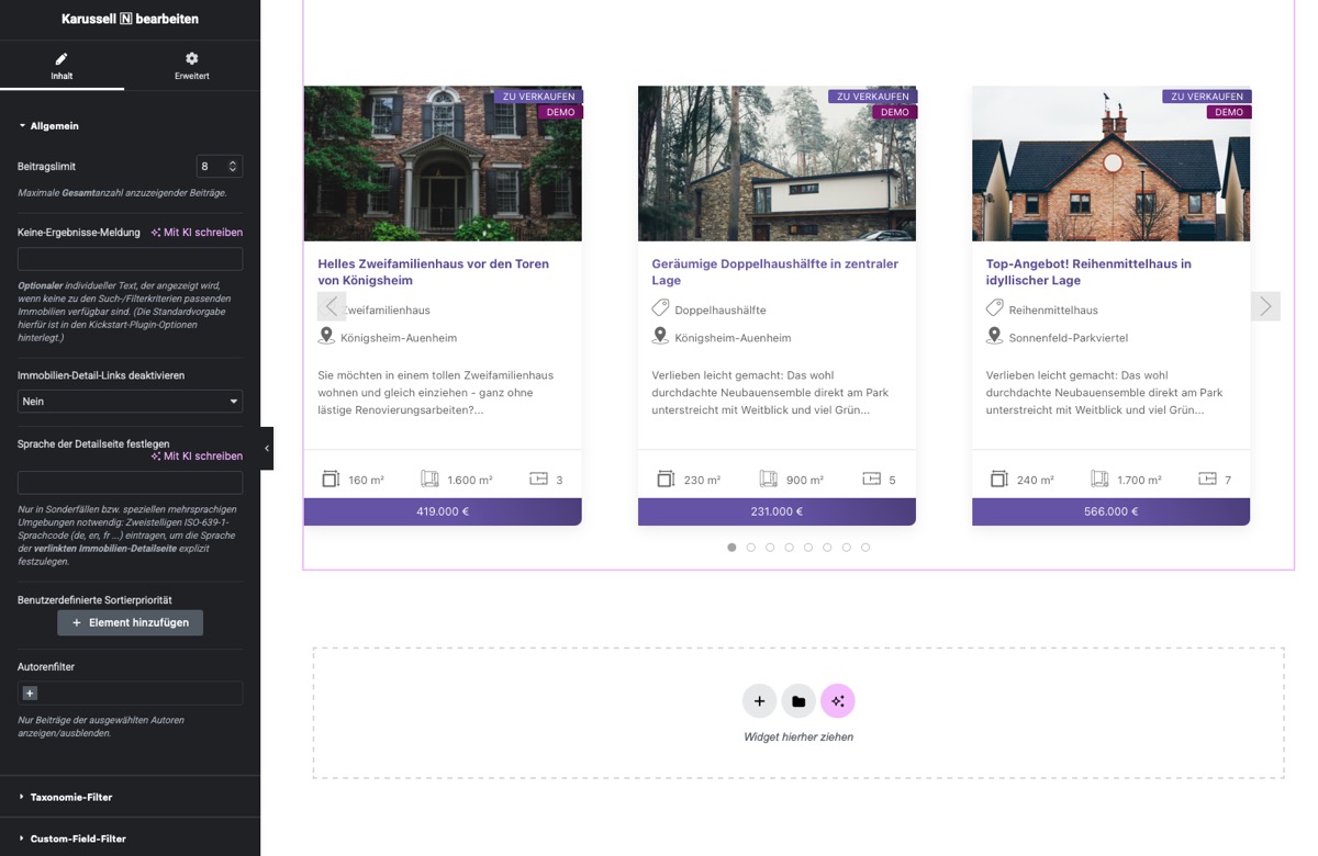 Search Agent Form widget (immonex Notify)