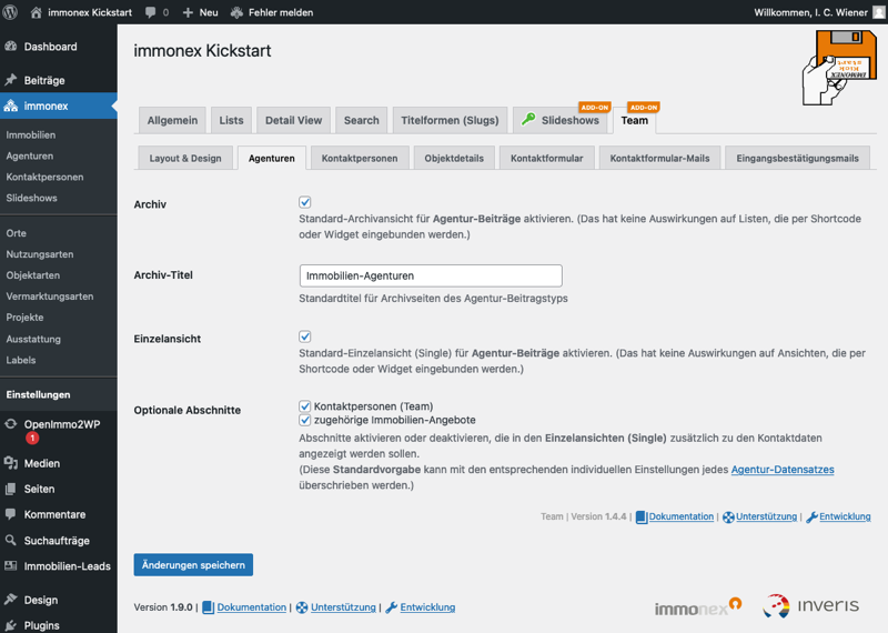 Real estate agency detail view including related agent and property lists