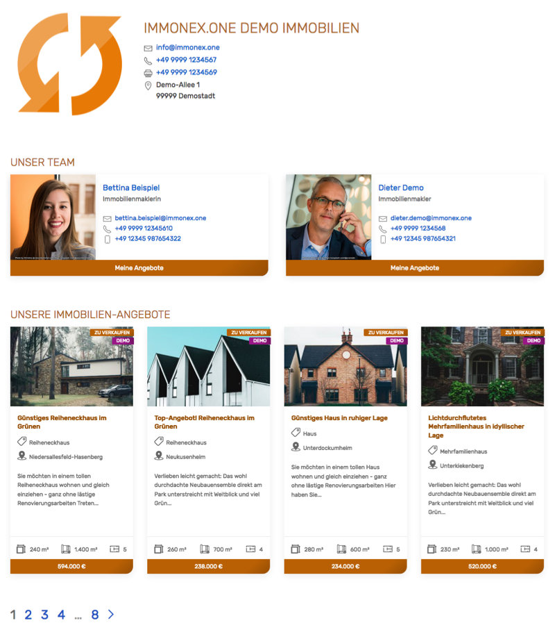 Real estate agent detail view including list of related properties