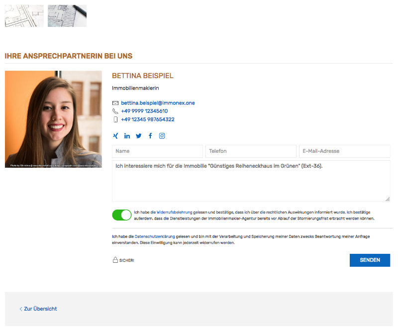 Agent/Contact person widget in property details sidebar