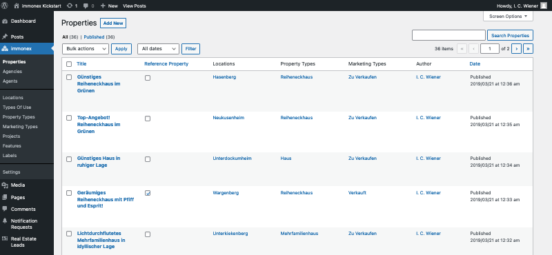 Default search form with visible extended section