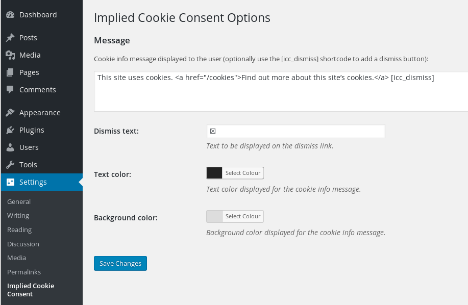 Admin settings.