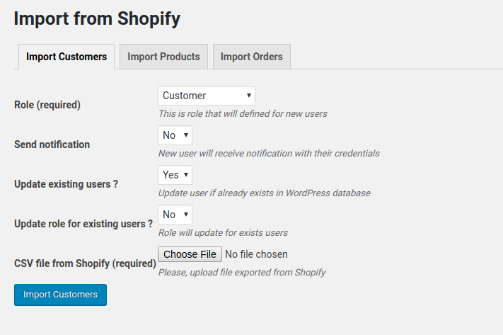Export from Shopify