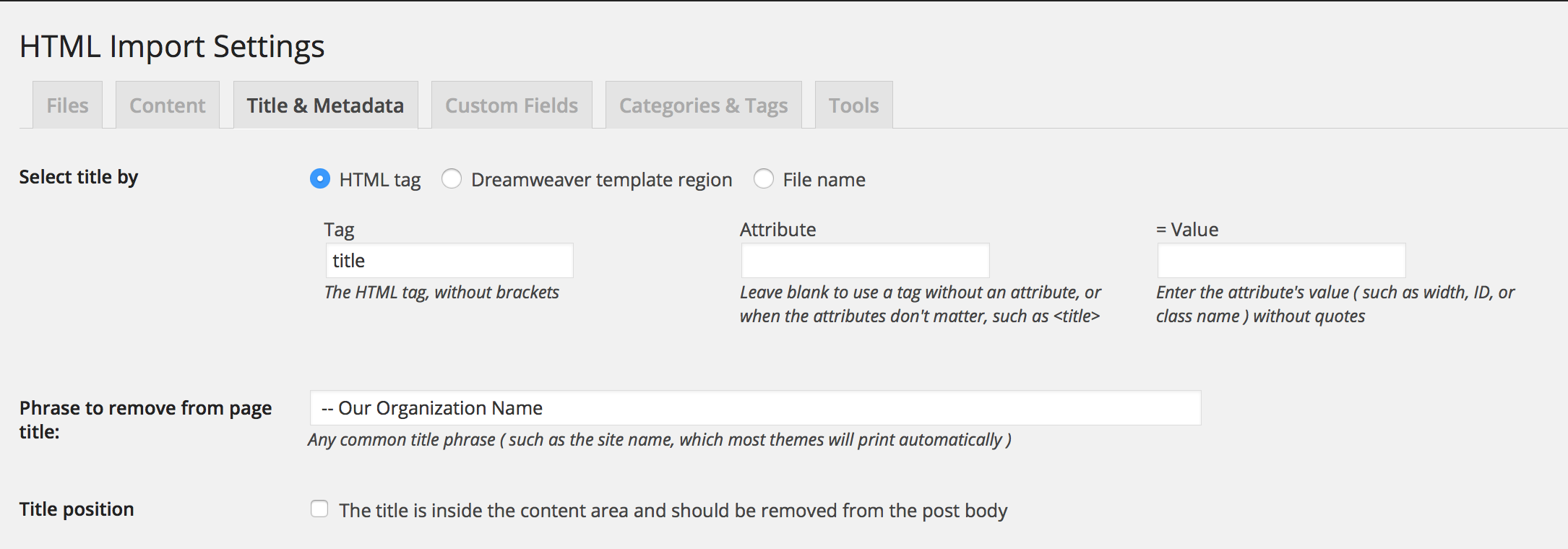 Category, tag, and taxonomy settings