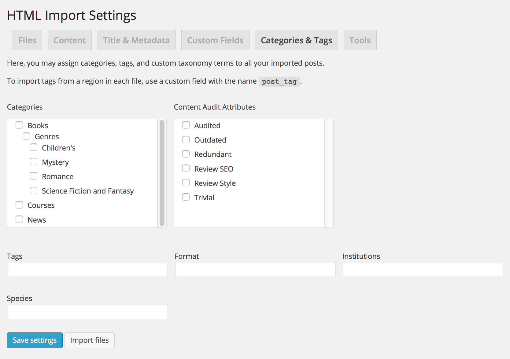 Completed import: pages, rewrite rules, and images