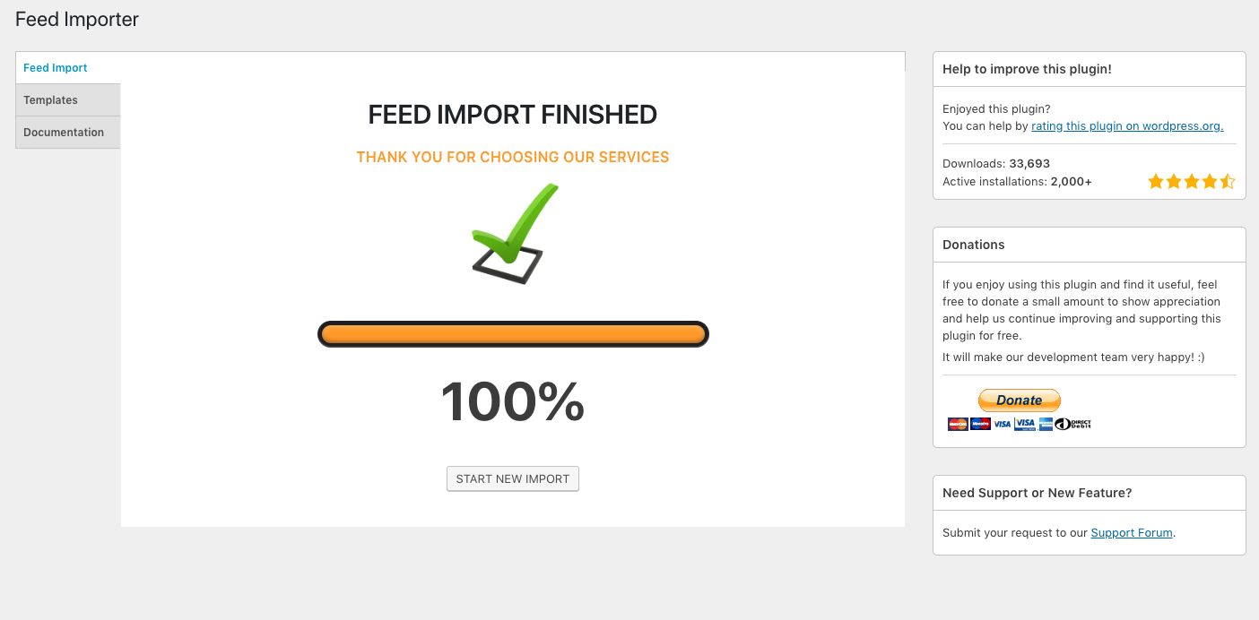 Import XML feed - Import finished