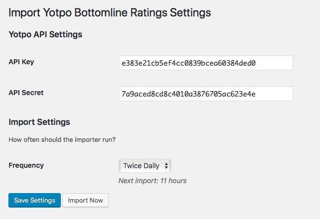 Settings Page.
