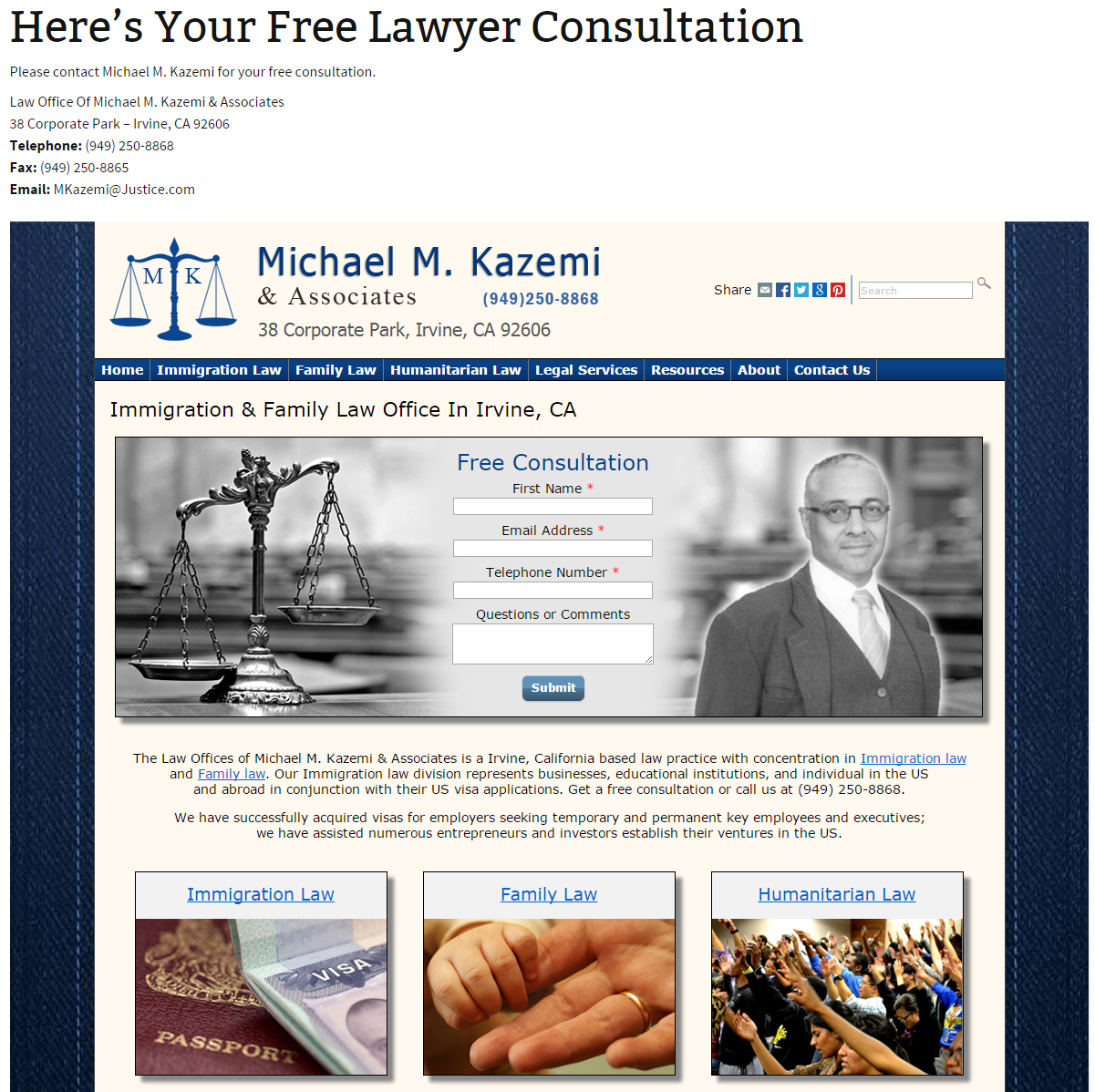 This screenshot shows a landing page example, this is the page a visitor would see after completing the Referral Form.