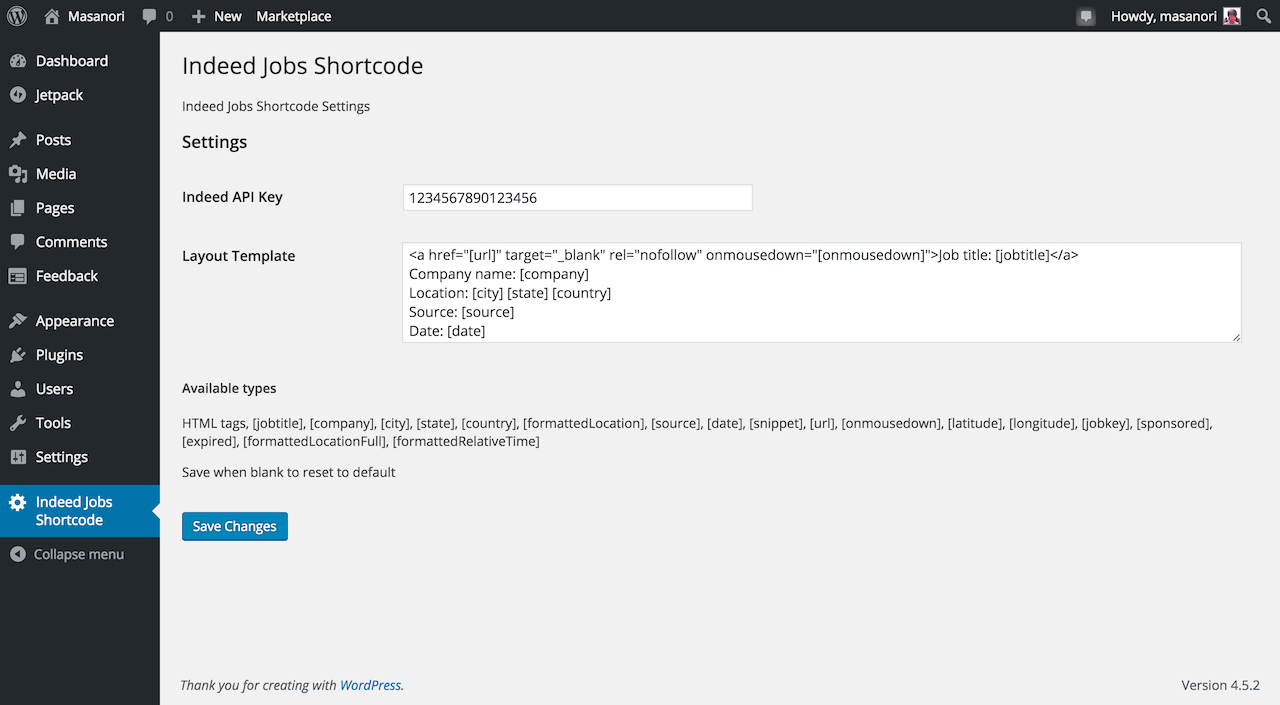 Admin page where you can put your Publisher ID