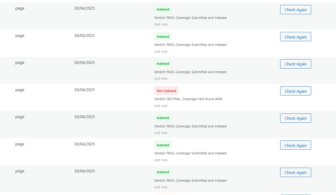 Inspecting urls' indexing status thoroughly