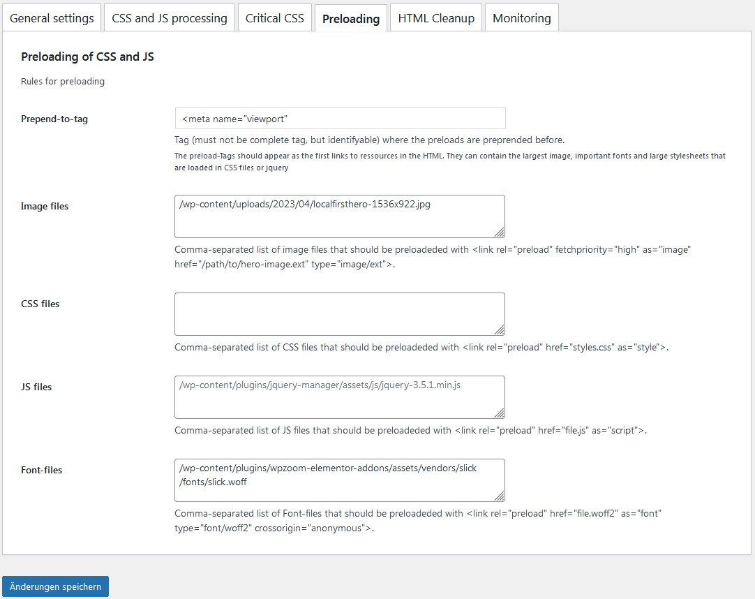 **Monitoring window** displaying in frontend.