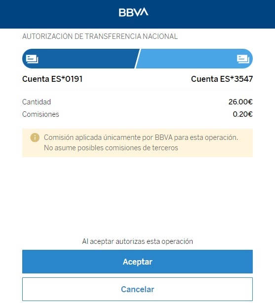 Comprueba el resumen de pago y autorice el pago con el procedimiento habitual establecido por su banco.