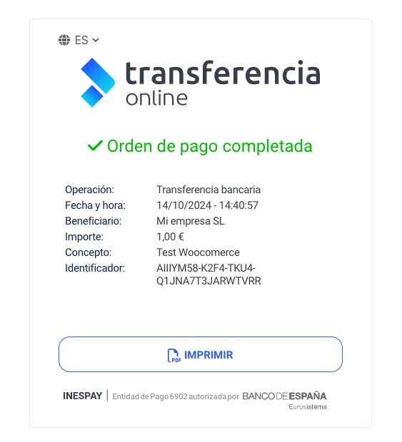 Pago completado.