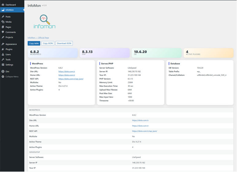 Dashboard widget with quick KPIs