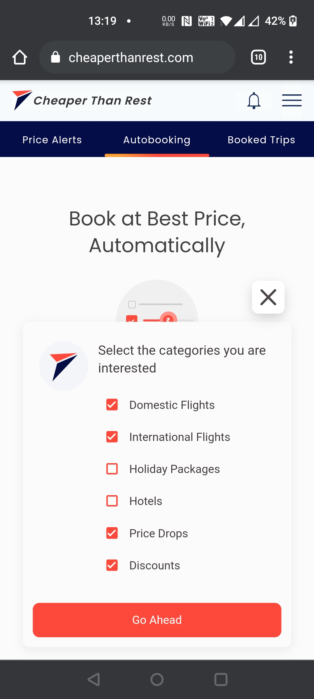 Example onboarding page when creating a new project
