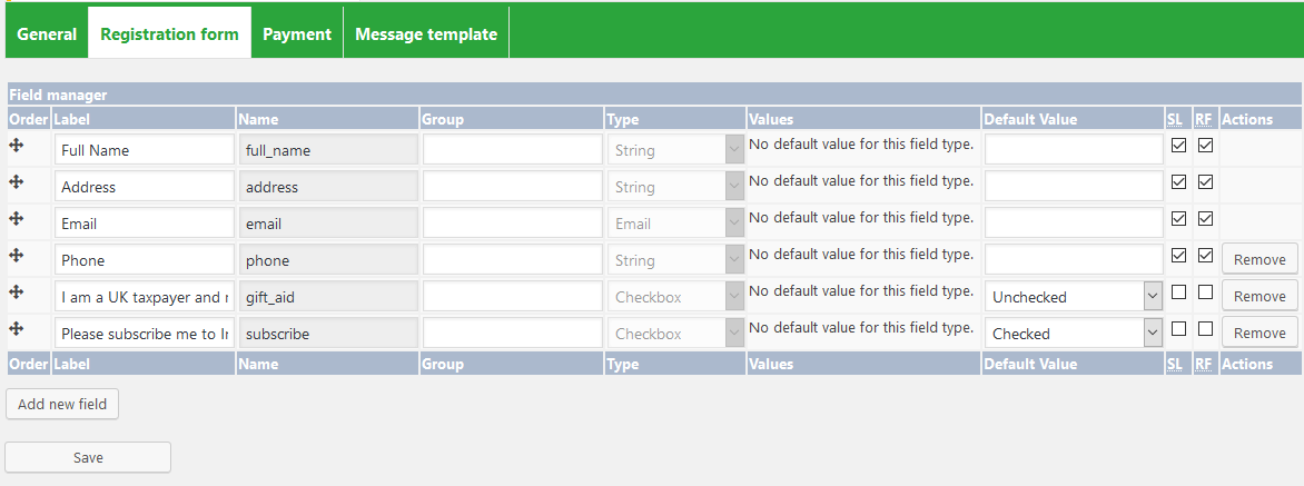 Plugin settings: Registration form - Make custom form field for member.